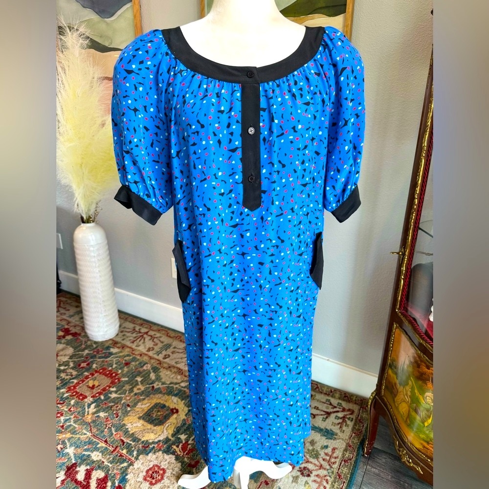 Vintage Givenchy Silk Abstract Pattern Midi Dress